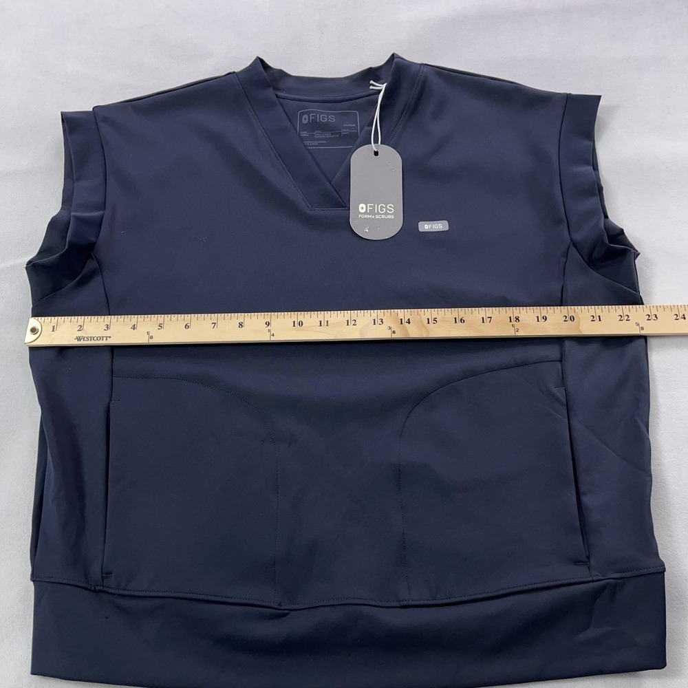 Figs Mira V-Neck Banded Scrub Top Women XL Navy Blue FormX - Picture 8 of 11